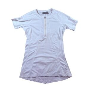 ATHLETA Pacifica Womens White UPF Tee Swim Surf Top 1/2 Zip Back Pocket XS